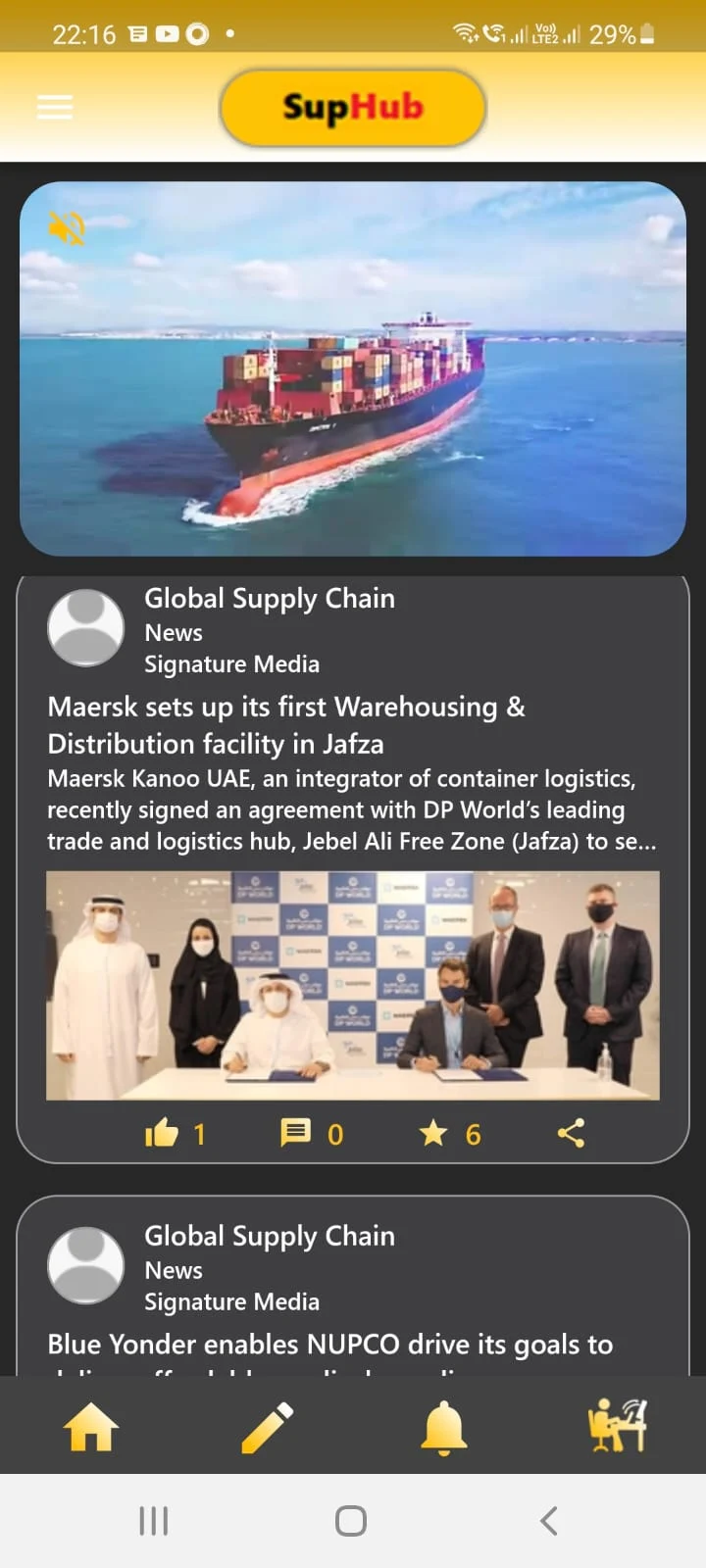 Suphub — supply chain news feed with posts from industry members