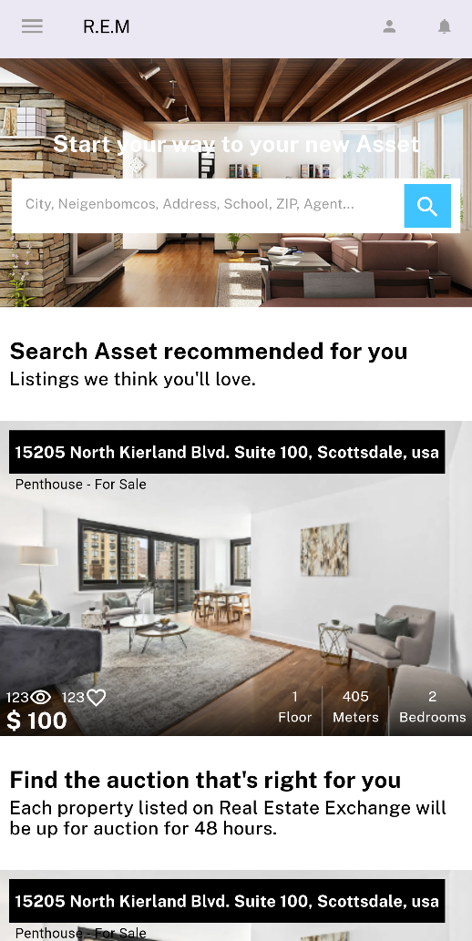 Real Estate Market — property listings screen
